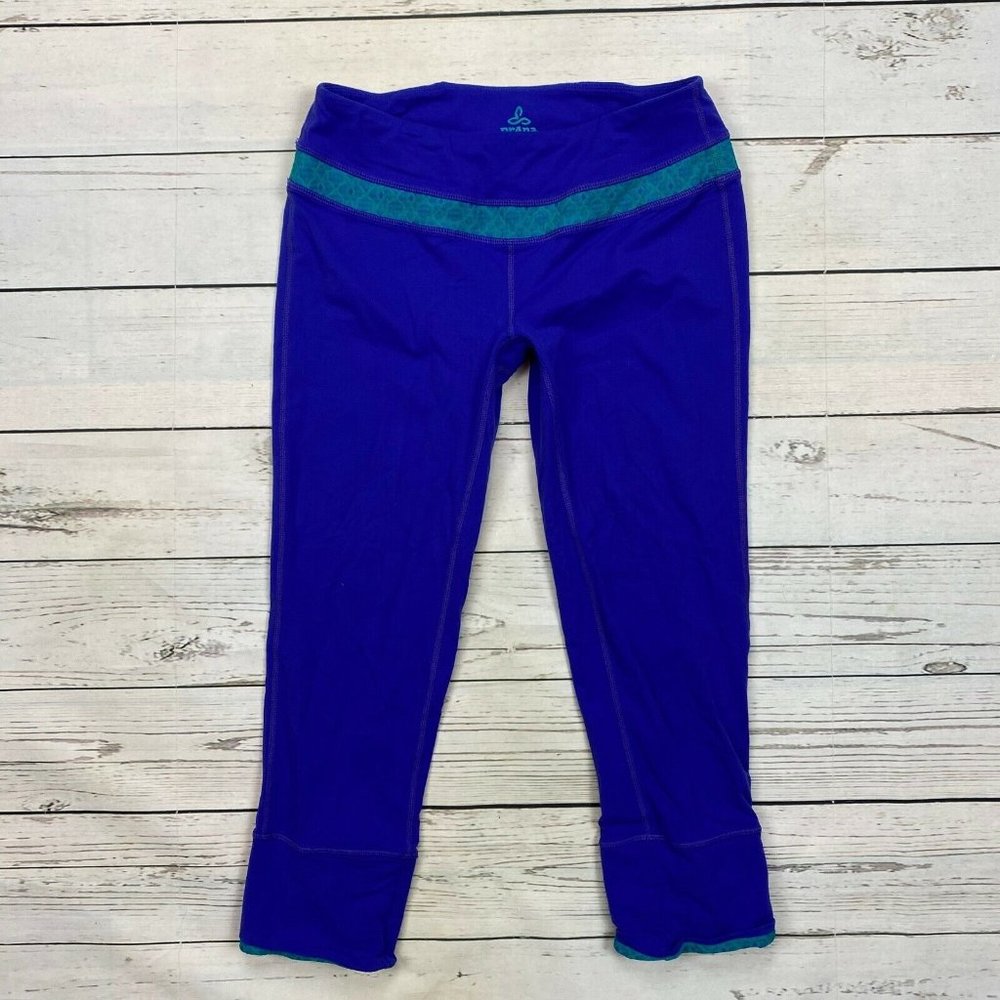 Prana Clover Capri Pants Sz Medium Sail Blue Skinny Crop Stretch Legging W4CLOV1 - Picture 4 of 9